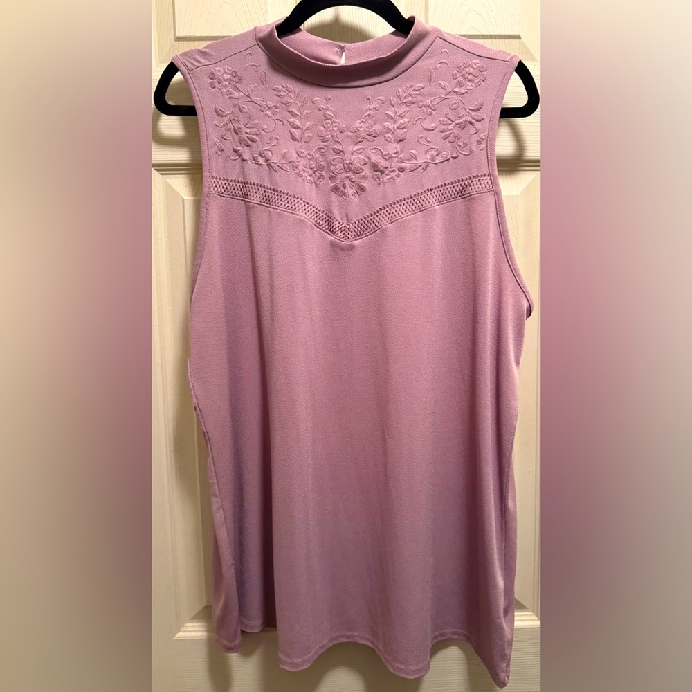 Torrid Lilac Embroidered Sleeveless Blouse